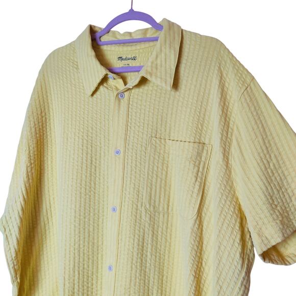 NWT Madewell Textured Easy Short Sleeve Seersucker Camp Shirt XL Butter Yellow - Picture 7 of 14